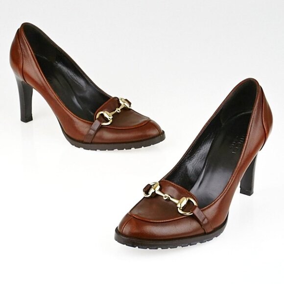 Like New, Gucci Leather Horse-bit Lug Sole Heels - Picture 6 of 16